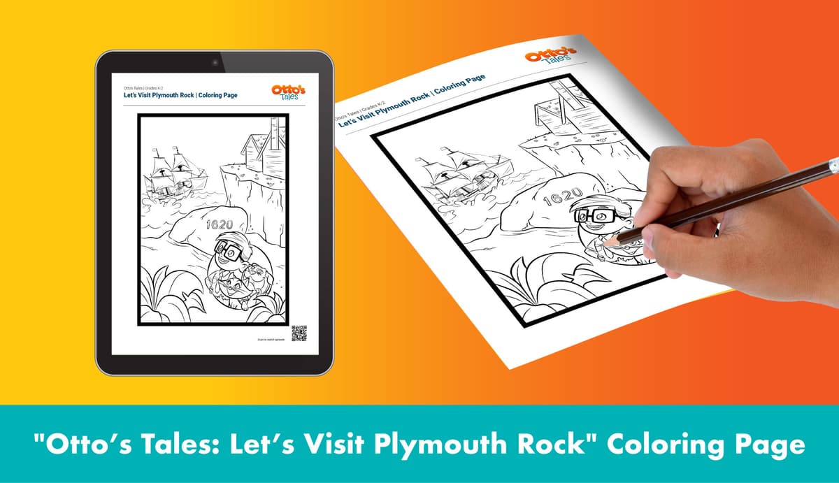 "Otto's Tales: Let's Visit Plymouth Rock" Coloring Page