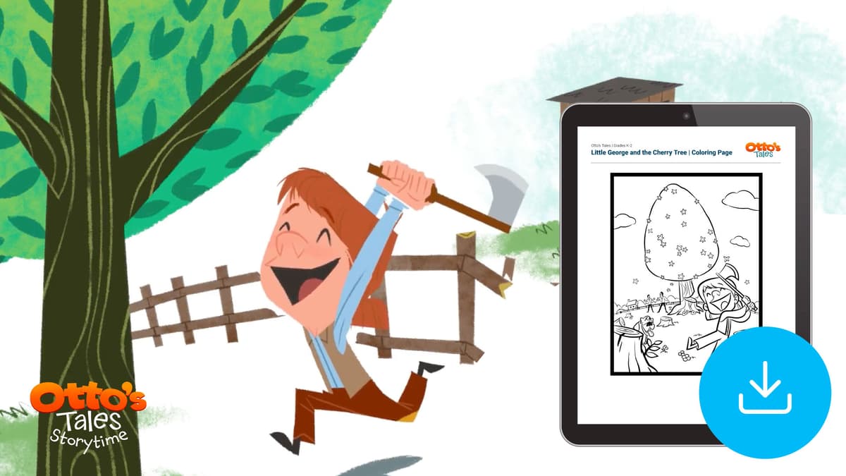 "Otto's Tales: Little George and the Cherry Tree" Coloring Page