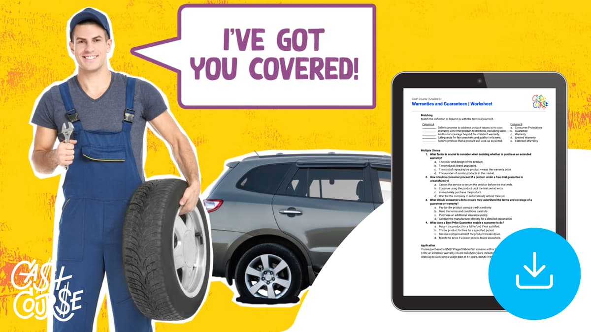 "Cash Course: Warranties and Guarantees" Worksheet