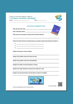 "History in 5: Constitution Explained: Fifty States, One Nation" Worksheet