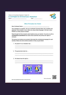 "History in 5: Constitution Explained: Civil Rights for All Americans" Worksheet