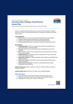 "Economic Game Changers: David Ricardo" Lesson Plan