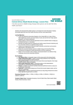 "Central Africa: Niyah Needs Energy" Lesson Plan