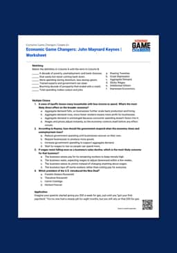 "Economic Game Changers: John Maynard Keynes" Worksheet