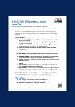 "Economic Game Changers: Thomas Sowell" Lesson Plan