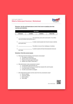 "Leo & Layla: Meet a Holocaust Survivor" Worksheet
