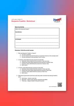 "Leo & Layla: Benjamin Franklin" Worksheet