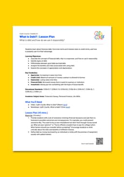 "Cash Course: What Is Debt?" Lesson Plan