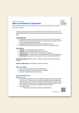 "Cash Course: What is an Economy?" Lesson Plan