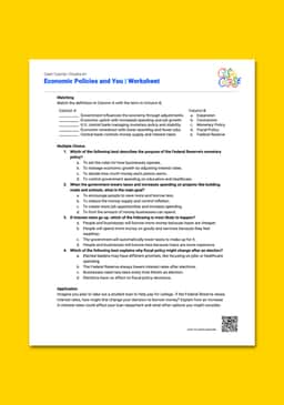 "Cash Course: Economic Policies and You" Worksheet