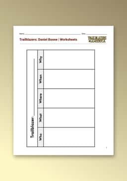 "Trailblazers of America: Daniel Boone" Worksheets