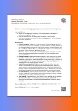 "Unboxed, USA: Idaho" Lesson Plan