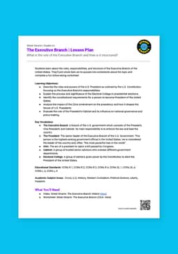 "Street Smarts: The Executive Branch" Lesson Plan
