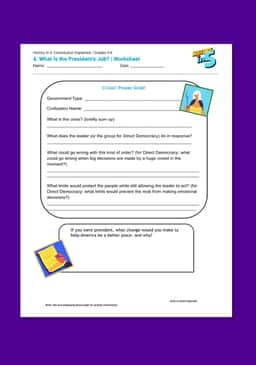 "History in 5: Constitution Explained—What is the President's Job?" Worksheet