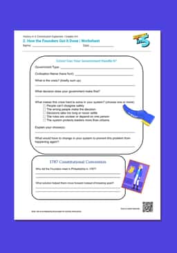 "History in 5: Constitution Explained—How the Founders Got It Done" Worksheet