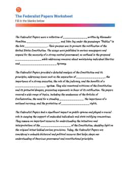 “The Book Club: The Federalist Papers” Worksheet