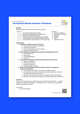 "Cash Course: The Imperfect Markets Showdown" Worksheet