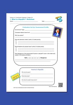 "History in 5: Constitution Explained—What Is a Republic?" Worksheet