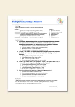 "Cash Course: Trading to Your Advantage" Worksheet