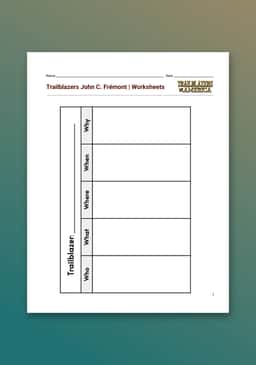 "Trailblazers of America: John C. Fremont" Worksheet