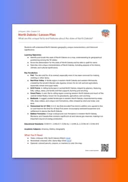 "Unboxed, USA: North Dakota" Lesson Plan