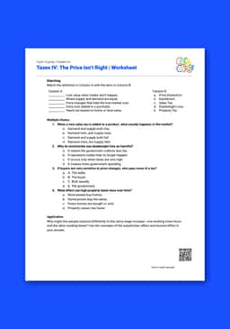 "Cash Course: Taxes IV: The Price Isn't Right" Worksheet
