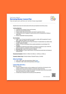 "Cash Course: Borrowing Money" Lesson Plan