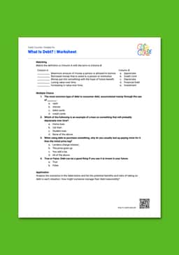 "Cash Course: What Is Debt?" Worksheet