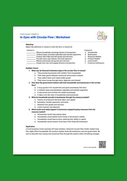 "Cash Course: In Sync with Circular Flow" Worksheet