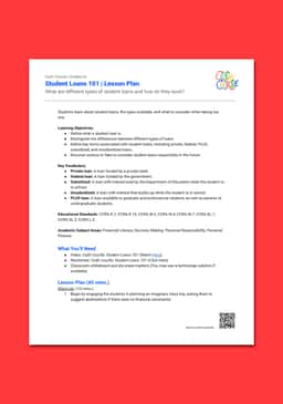 "Cash Course: Student Loans 101" Lesson Plan