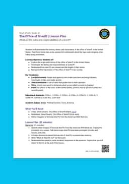 "Street Smarts: The Office of Sheriff" Lesson Plan