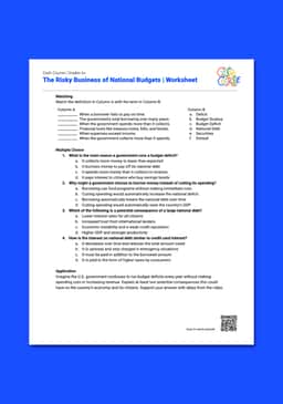 "Cash Course: The Risky Business of National Budgets" Worksheet