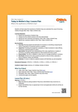 "Otto's Tales: Today Is Mother's Day" Lesson Plan
