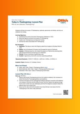 "Otto's Tales: Today Is Thanksgiving" Lesson Plan