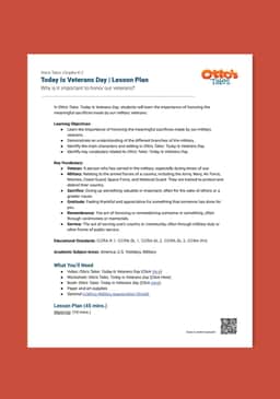 "Otto's Tales: Today Is Veterans Day" Lesson Plan