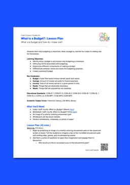 "Cash Course: What Is a Budget?" Lesson Plan