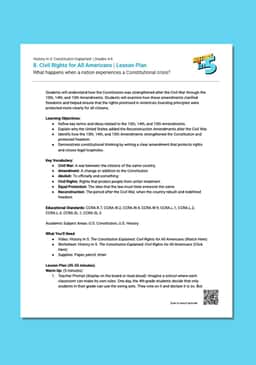 "History in 5: Constitution Explained: Civil Rights for All Americans" Lesson Plan