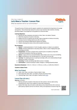 "Otto's Tales: Let's Meet a Teacher" Lesson Plan