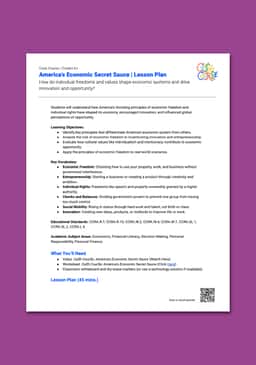 "Cash Course: America's Economic Secret Sauce" Lesson Plan