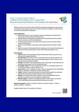 "History in 5: Constitution Explained—What Is the President's Job?" Lesson Plan