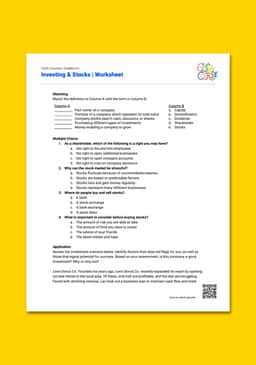 "Cash Course: Investing & Stocks" Worksheet