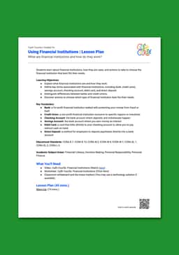 "Cash Course: Using Financial Institutions" Lesson Plan