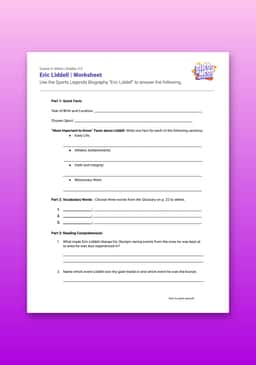 "Guess or Mess: Eric Liddell" Worksheet