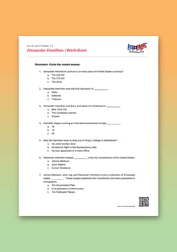 "Leo & Layla: Alexander Hamilton" Worksheet