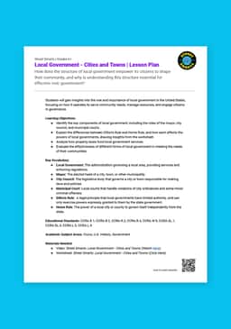 "Street Smarts: Local Government - Cities and Towns" Lesson Plan