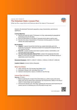 "Unboxed, USA: The Volunteer State" Lesson Plan