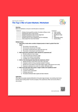 "Cash Course: The Tug-o-War of Labor Markets" Worksheet