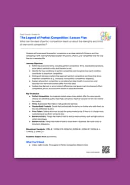"Cash Course: The Legend of Perfect Competition" Lesson Plan