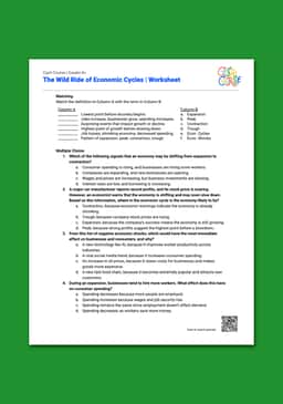 "Cash Course: The Wild Ride of Economic Cycles" Worksheet