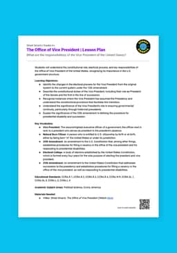 "Street Smarts: The Office of Vice President" Lesson Plan